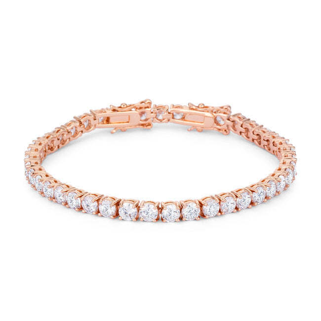 176 Ct Rosegold Tennis Bracelet With Shimmering Round Cz 72$